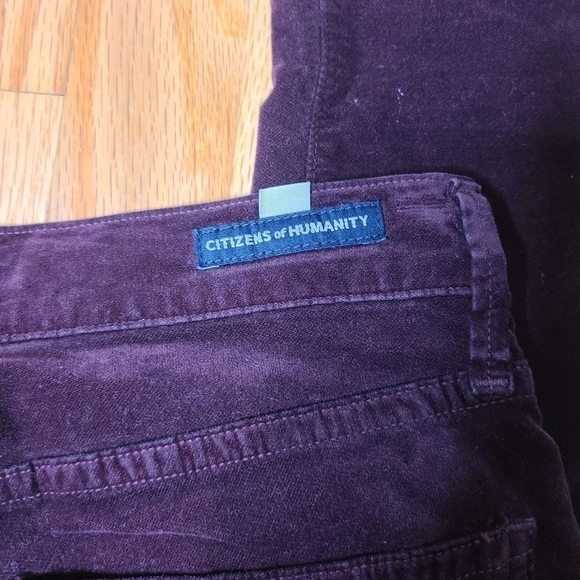 Citizens of Humanity Sz 26 Rocket High Rise Skinny Velour Pants in Black Currant - Picture 9 of 9